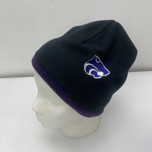 VTG Bula Kansas State Wildcats Beanie Hat Cap Black Purple Embroidered Made USA - Picture 11 of 11